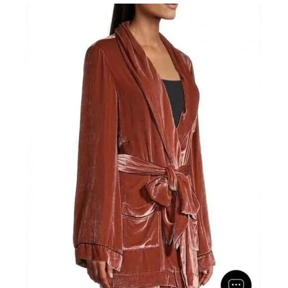 Sleeping With Jacques Net Sustain Bon Vivant Belted Velvet Robe Copper sz US 6 - Picture 5 of 16